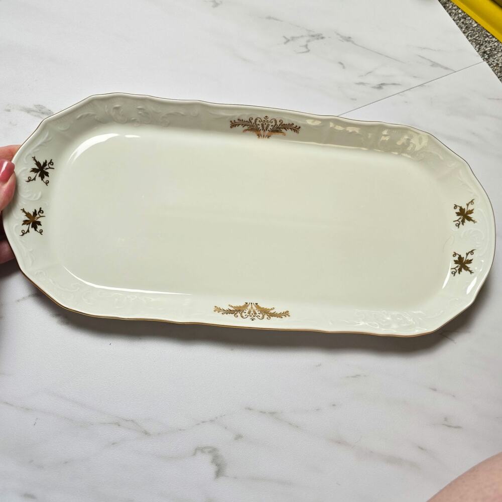 Formalities by Baum Bros Fine Bohemian Porcelain Bernadotte Gold Platter Trinket